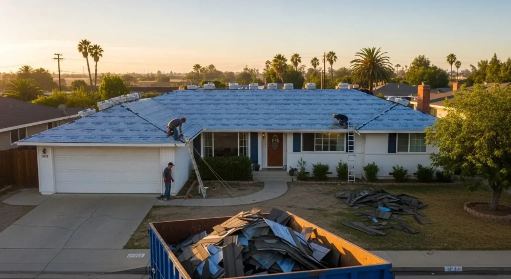 Residential asphalt-shingle tear-off and replacement projects on Miller Street ranch home, Santa Maria CA 93458